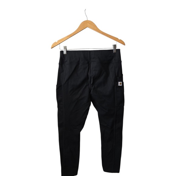 Carhartt Leggings Cargo Pockets Medium Black Cropped Mid Rise - Picture 2 of 5